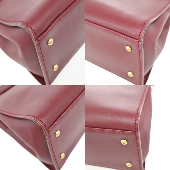 GUCCI Logo Top Handle Shoulder Hand Bag Leather Red GHW Italy - Picture 14 of 16